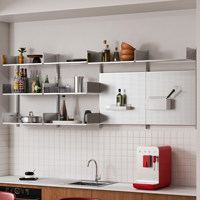 Système de rail mural réglable en acier inoxydable pour pots à épices de cuisine, rangement de casseroles et étagères de présentation pour salon