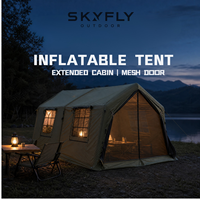 Tente gonflable imperméable en tissu Oxford pour le camping, 10 personnes, 2 chambres avec extension à 8+8 poteaux gonflables, porte en maille portable