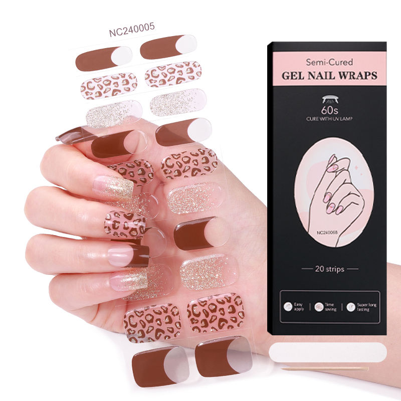 Ready to Ship High Gloss Gel Nail Strips Semi-Transparent Crystal Texture with UV Light False Nails Product Category