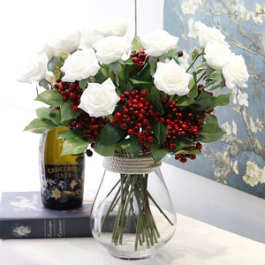 E07493 Décoration de mariage Berry Fruit rouge Fruit artificiel Myrtille 3 branches Berry artificiel pour accessoires de fleurs artificielles - Product Image 5