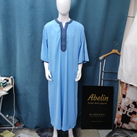 Thobe Musulman Brodé 2024 pour Hommes, Robe Djellaba, Abaya, Jellabiya ou Boubou Marocain pour Homme