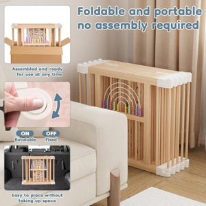 Corralito de Madera Plegable Personalizable de Hong Kong, Centro de Actividades para Bebés, Corralito de Madera Multifuncional Seguro, ASTM - Product Image 3