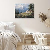 Tableau mural sur toile avec paysage de montagne, Jésus et l'Agneau, impression religieuse biblique, décoration murale chrétienne pour chambre à coucher et salon