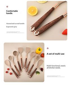 8 Piece <b>Silicone</b> Kitchen Utensil Set Non-Stick Cookware Kitchen Utensils Set Spatula Shovel with Wooden Handle - Product Image 6