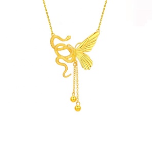 Collana con Ciondolo a Farfalla e Serpente in Acciaio Inossidabile, Design Elegante e Lussuoso, Gioiello Romantico di Alta Gamma - Product Image 1