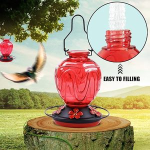 Alimentatore per Nettare di Colibrì in Vetro da 24 Oz da Appendere per Esterni con Posatoio, 5 Porte di Alimentazione a Fiore, Base Antigoccia e Gancio - Product Image 5