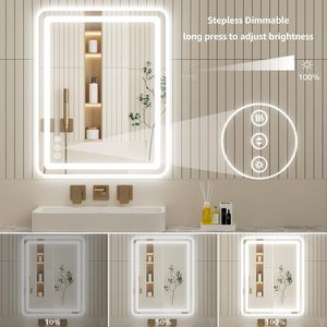 Smart Anti-Fog <b>LED</b> Luminous <b>Makeup</b> <b>Mirror</b> Simple Square Design Touch Screen Cross-Border Bathroom <b>Mirror</b> for Bath Toilet Supply - Product Image 4