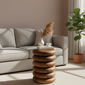 Table d'appoint sculpturale en teck mandarin - Product Image 5