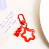 Porte-clés personnalisé en forme d'ours en gelée, breloque fantaisie en acrylique couleur bonbon, pentagramme, accessoires promotionnels en acier inoxydable
