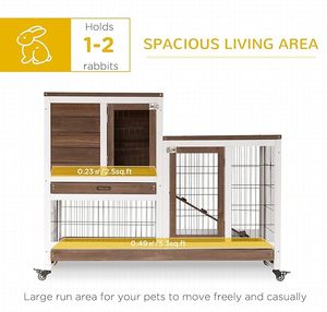 قفص الحيوانات الصغيرة في الأماكن المغلقة بعجلات الخشب المغلقة تشغيل الحيوانات الأليفة الإسكان للأرانب خنازير غينيا الأرانب - Product Image 6