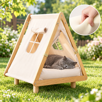 Tente-lit pour chat d'intérieur avec coussin en coton lavable et housse amovible pour un repos chaud, doux et confortable