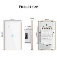Interrupteur mural intelligent tactile Wi-Fi Tuya 110 V/220 V avec fil neutre ou sans fil neutre, 1/2/3/4 gangs, compatible RF433