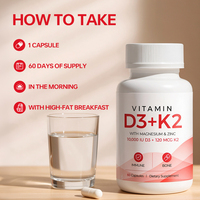 Capsules de Vitamine D3 K2 avec Magnésium et Zinc de Fabrication GMP pour Soutenir la Santé des Os, le Bien-être Immunitaire et la Fonction Musculaire - Complément Alimentaire