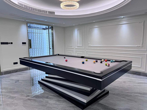 Table de <span class=keywords><strong>billard</strong></span> de 9 pieds en bois massif de haute qualité et bon marché, avec des poches en cuir véritable, personnalisable - Style <span class=keywords><strong>américain</strong></span> d'intérieur - Product Image 2