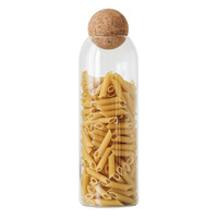 Ensemble de bocaux de stockage de café d'épices en verre rond personnalisé avec couvercle en bois à billes 500ml 800ml 1100ml 1300ml