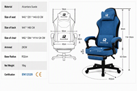 Chaise de bureau ergonomique en tissu de qualité supérieure avec fonction de massage, hauteur réglable, pivotant à 360 degrés, repose-pieds
