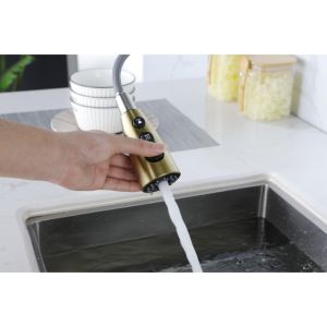 Db Gold Pull <b>Down</b> Sprayer Kitchen Faucet Fingerprint Resistant Single Hole Design Kitchen Sink Faucet - Product Image 6