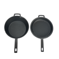 Poêle en fonte 2-en-1 avec couvercle, pré-culottée, compatible four, cuisinière et induction, faitout profond, poêle à frire, multicuiseur en métal