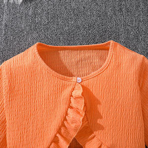 Детские платья для девочек + пальто с длинными рукавами для девочек от 8 до 12 лет оранжевая юбка для девочек с кружевной бабочкой дизайнерские Детские платья - Product Image 2