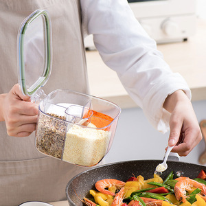 Spice Jar Set Divided Compartment Airtight Clip On Lid With Spoons For Salt Pepper Seasonings Kitchen Use Size M - Product Image 2