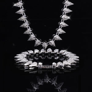 Nuevo diseño puntiagudo cadena cubana Espinosa con gargantilla de Miami con diamantes de imitación, accesorio brillante de Hip hop para <span class=keywords><strong>discotecas</strong></span>, fiestas - Product Image 5