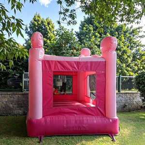 Château gonflable rose en forme de papillon pour enfants, avec murs en filet sécurisés, idéal pour les fêtes en plein air dans le jardin. - Product Image 5