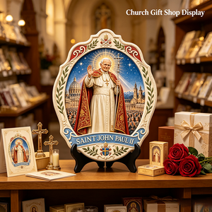 Placa de Resina Personalizada del <span class=keywords><strong>Papa</strong></span> San Juan Pablo II, Grabado en 3D con Impresión UV, Escudo Papal del Vaticano, Regalo Religioso Católico - Product Image 1