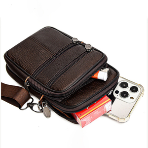 Novos Produtos em Alta 2026 Bolsa Transversal Masculina de Couro Genuíno com Logo Personalizado à Prova d'Água - Product Image 4
