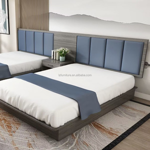 Durable Light Wood Hotel <b>Platform</b> <b>Bed</b> with Wooden <b>Base</b> for Commercial 3 Star Hotel and Apartment Use OEM ODM Factory Bulk Orders - Product Image 2