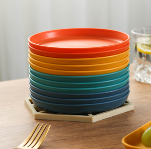 Plateau multifonction en <span class=keywords><strong>plastique</strong></span>, <span class=keywords><strong>assiette</strong></span> à fruits et collations réutilisable pour table à manger, ensemble d'assiettes colorées en <span class=keywords><strong>plastique</strong></span> - Product Image 2
