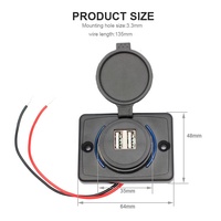 Prise de courant étanche DC 12V à montage en surface plate 5V 3.1A pour siège de voiture, chargeur USB pour bus