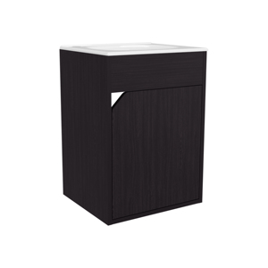 Bethel <b>Floating</b> Wide One-Door Vanity With Resin Sink Black Bathroom Storage - Product Image 6
