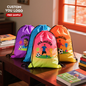 Customized Logo Printing Draw String Shopping Nylon Recycled 210D Gift Backpack <strong>Waterproof</strong> Polyester <strong>Drawstring</strong> <strong>Bag</strong> - Product Image 1