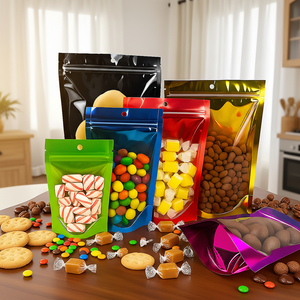 Hot Sale Printed Colorful Finish Candy Stand up Pouch for Sugar Food Packaging Bags for Food <strong>Stuff</strong> with Window and Zipper - Product Image 1