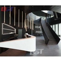 Comptoir de réception d'hôtel en marbre blanc, au Design Unique, utilisé commerciale, livraison gratuite