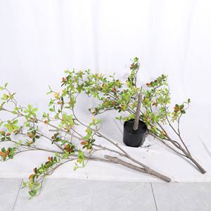 Arbre de fleur de printemps d'île artificielle détachable en pot pour la décoration intérieure décor de jardin nouveau Design feuilles vertes et orange - Product Image 5