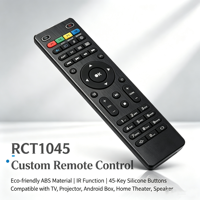 Télécommande IR RCT1045 avec 45 touches en silicone, service OEM ODM d'usine JCXK pour utilisation avec Android Box, alimentation par 2 piles AAA