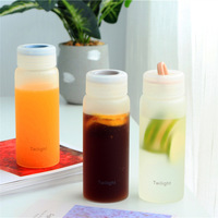 Bouteille d'eau en verre de 420 ml avec revêtement givré blanc, bouteille d'eau réutilisable en verre borosilicate
