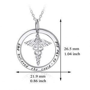 Infirmière Thème Collier En Argent Sterling <span class=keywords><strong>Caducée</strong></span> Et Stéthoscope Pendentif Bijoux - Product Image 3