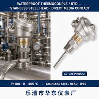 Thermocouple étanche HUADONG modèle 102A, capteur de température à surface plane de type poignée, sonde blindée à tête en acier inoxydable