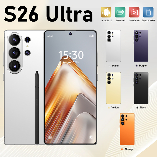 S26 Ultra 5G Smartphone with 108MP Rear and 72MP Front Camera HD Screen Resolution Octa Core CPU CDMA and LTE Cellular