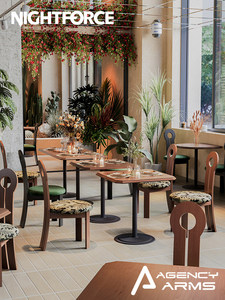 Meubles de restaurant de style vintage français en jacquard, ensemble de table et de chaises en bois pour bar, restaurant, café - Product Image 2