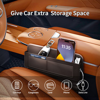 Boîte de rangement universelle de luxe en cuir PVC pour voiture avec porte-gobelet en PP, console latérale, siège de remplissage
