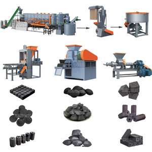 Ligne de production complète comprenant un four de carbonisation, une machine à fabriquer du charbon de bois, un broyeur, un mélangeur et une machine à briquettes. - Product Image 1