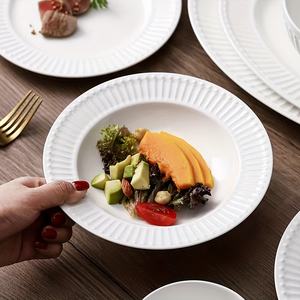 Piring makan porselen putih, set piring Salad atau makanan penutup bulat tahan gores bebas timah untuk Oven Microwave - Product Image 2