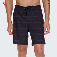 Shorts de bain jacquard marine pour hommes à faible MOQ, avec œillets métalliques et cordon de serrage, séchage rapide, vente en gros