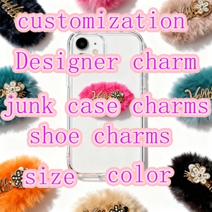 Pluche charme patch met metalen letter bling strass telefoonhoesje aanhangertjes DIY decoratie schattig zacht pluizig cadeau meisjes - Product Image 5
