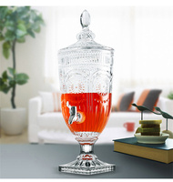 Distributeur de boissons en verre transparent avec robinet, grand récipient pour jus, thé froid, eau et autres liquides de cuisine