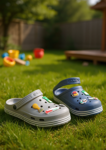 Sandali Zoccoli per Bambini con Spille Animatrici, Taglia 19, Scarpe Estive Casual, Tomaia in Plastica, Suola in EVA, Punta Tonda, Fantasia Tinta Unita - Product Image 2