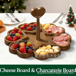 Plateau à fruits et en-cas en bois Shijie, plateau de service multifonctionnel en bois massif pour table - Product Image 4